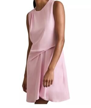 NWT 240 Reiss Elina Draped Tuck Mini Dress Pale Pink Womens Size 4